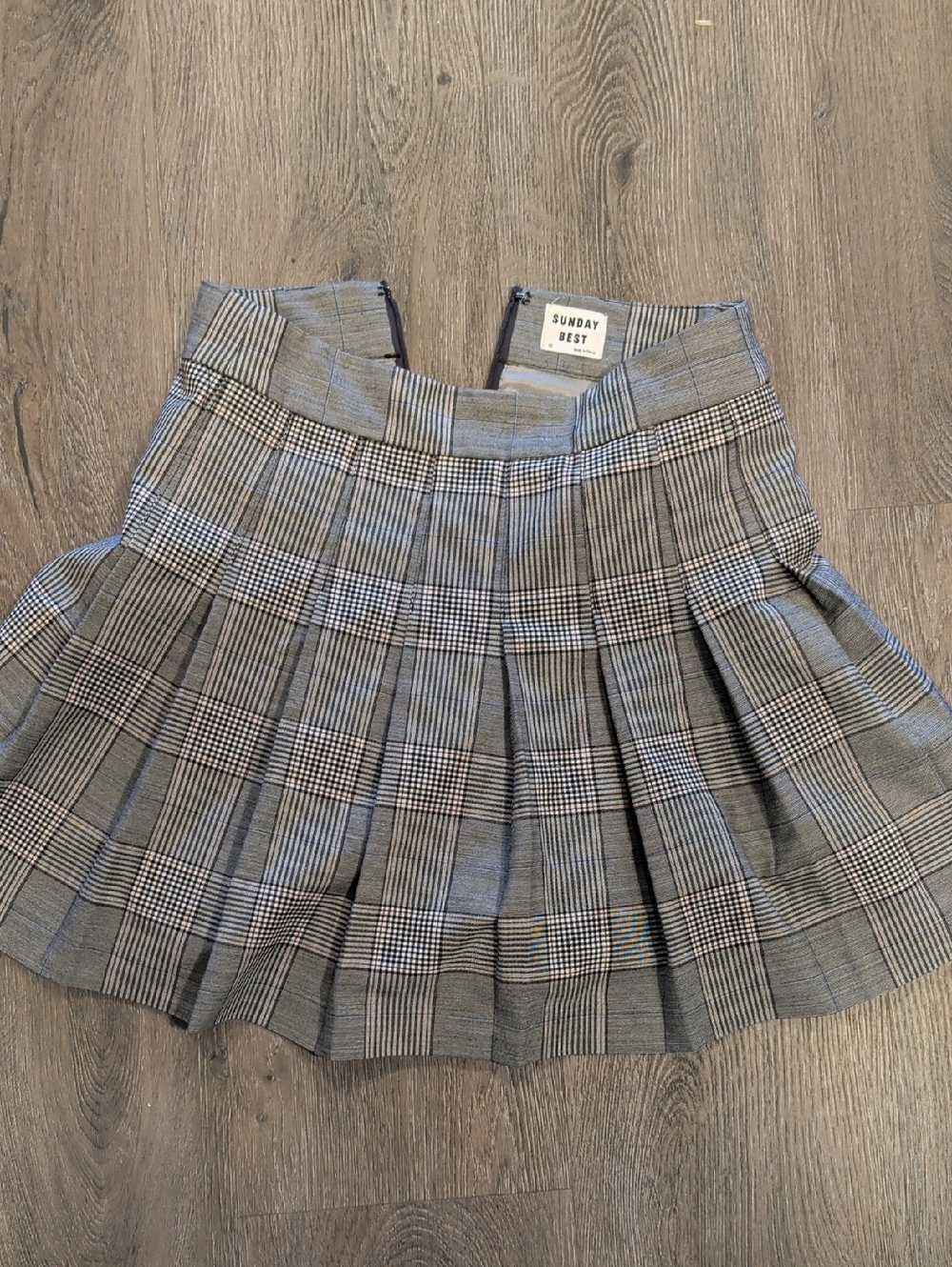 Sunday Best Gray Plaid Skater Skirt